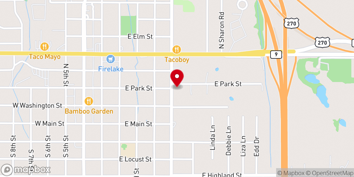 Map showing location of Revive Free Will Baptist Church