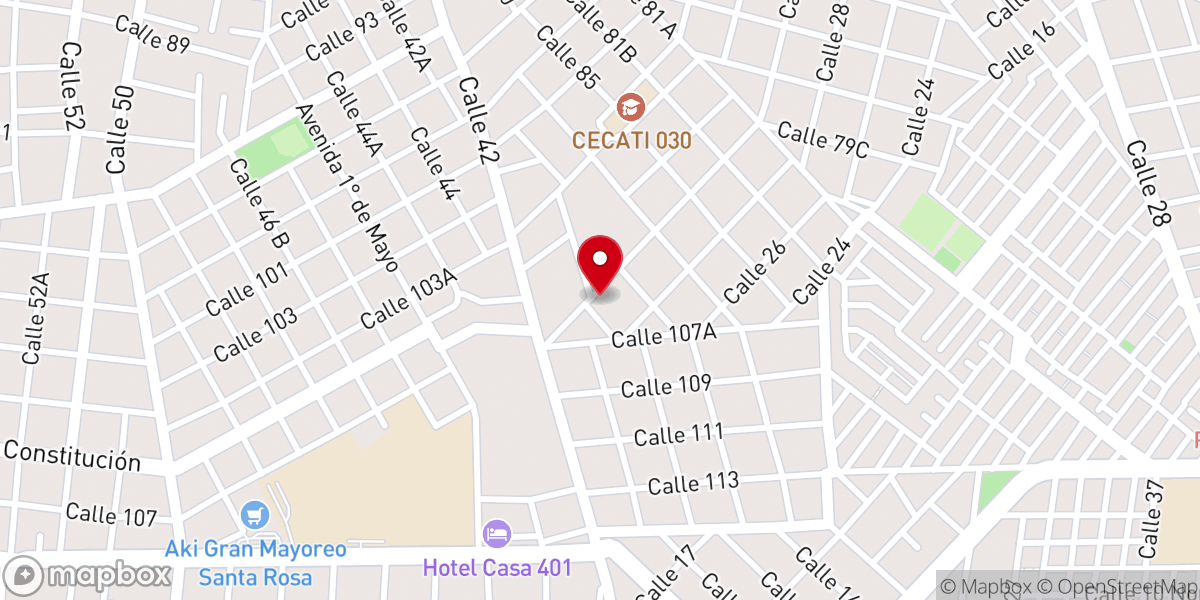 Map showing location of Iglesia Bautista Merida Sur.