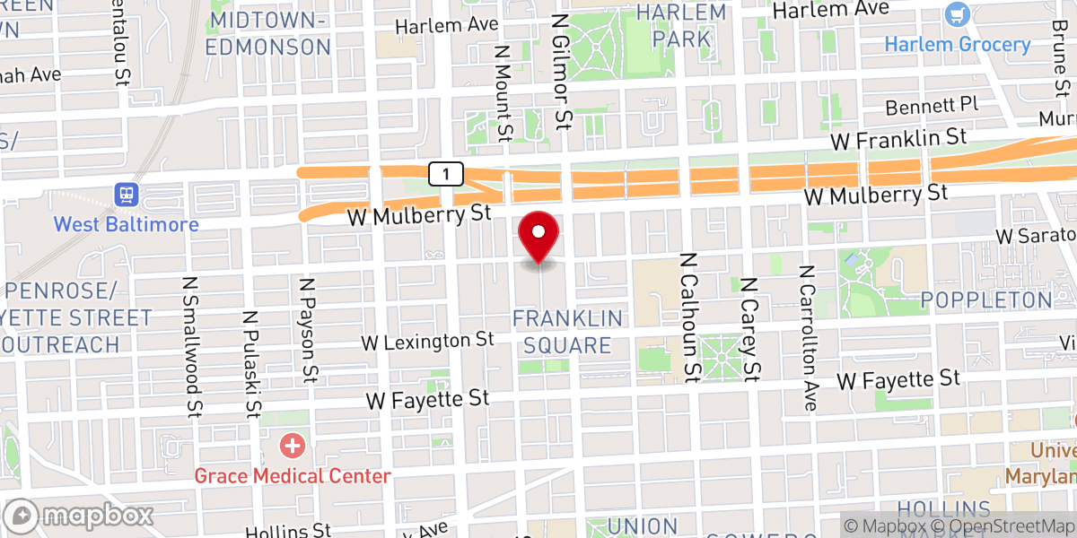 Map showing location of Greater Harvest Baptist Church
