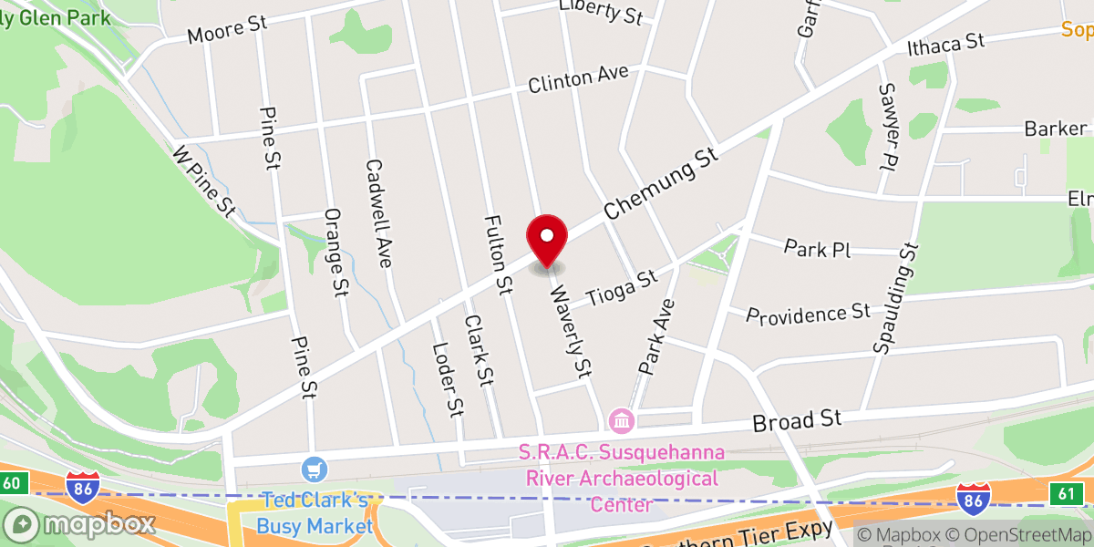 Map showing location of United Methodist Church of Waverly