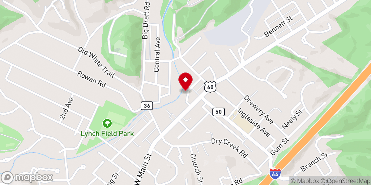 Map showing location of White Sulphur Baptist Church