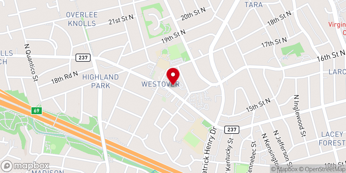 Map showing location of Westover Market Beer Garden