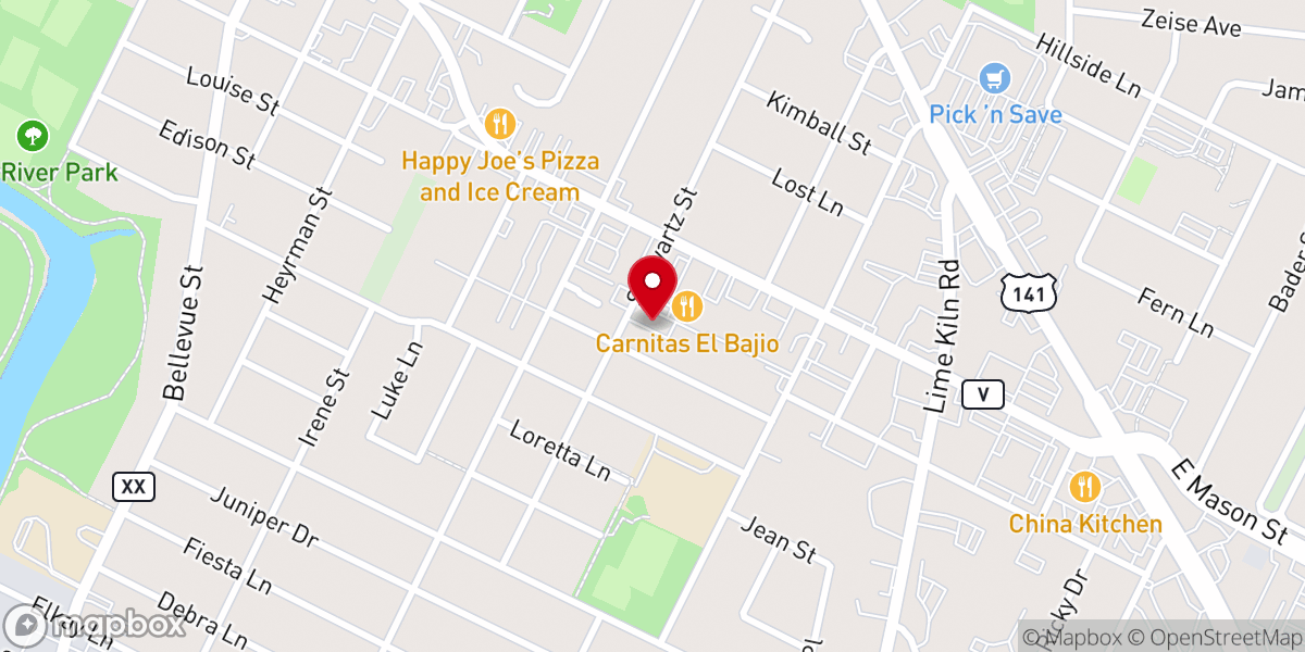 Map showing location of The Door Christian Fellowship of Green Bay