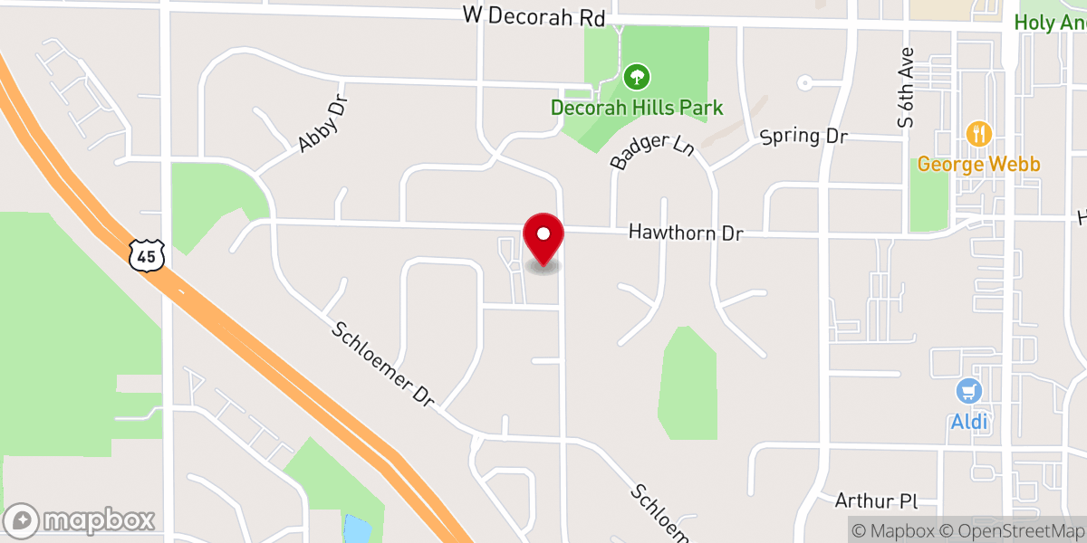 Map showing location of Our Savior's Lutheran Church, West Bend