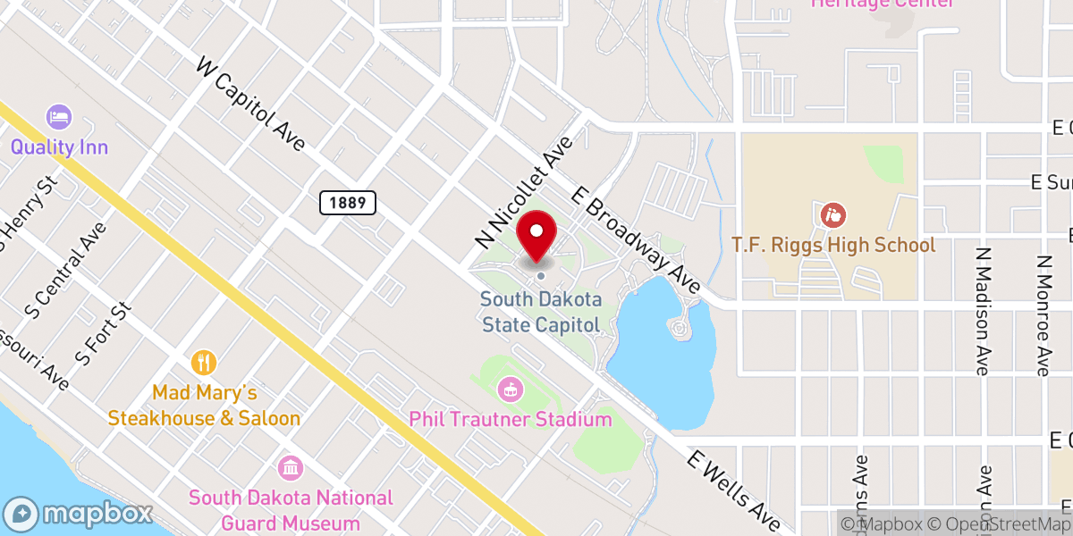 Map showing location of South Dakota State Capitol