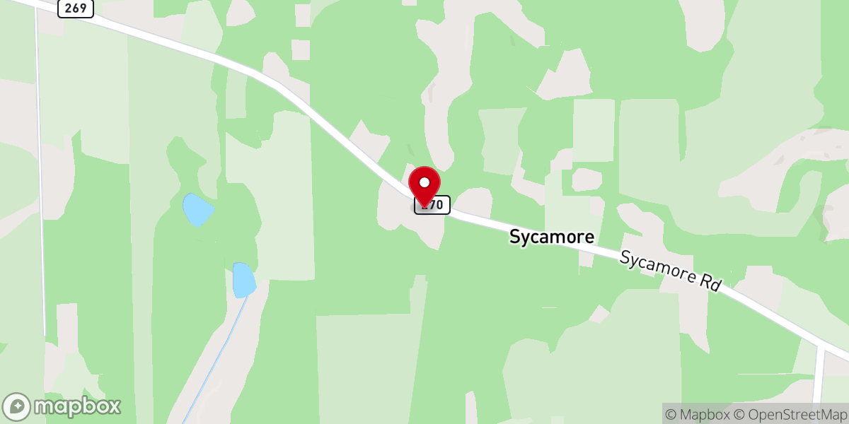 Map showing location of Sycamore Church