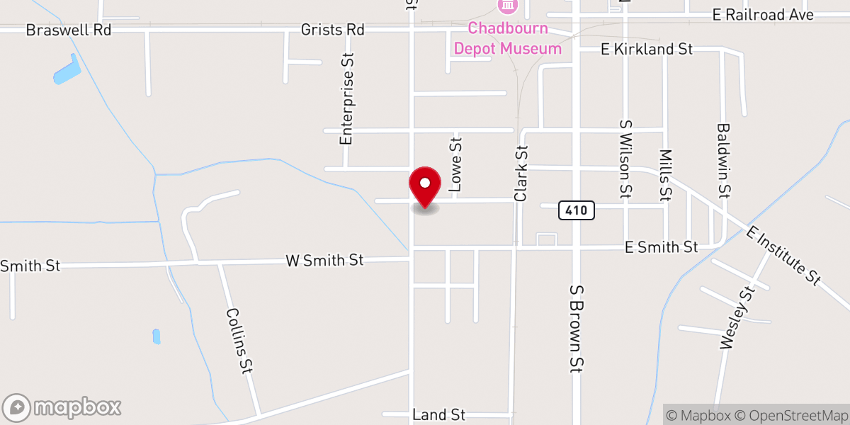 Map showing location of First Missionary Baptist Church