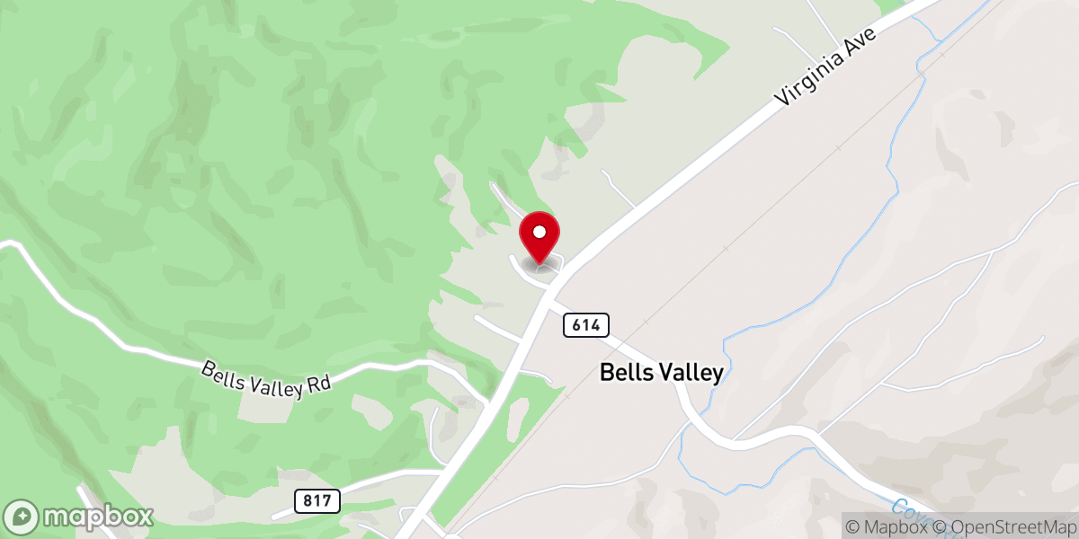 Map showing location of Bells Valley Worship Center