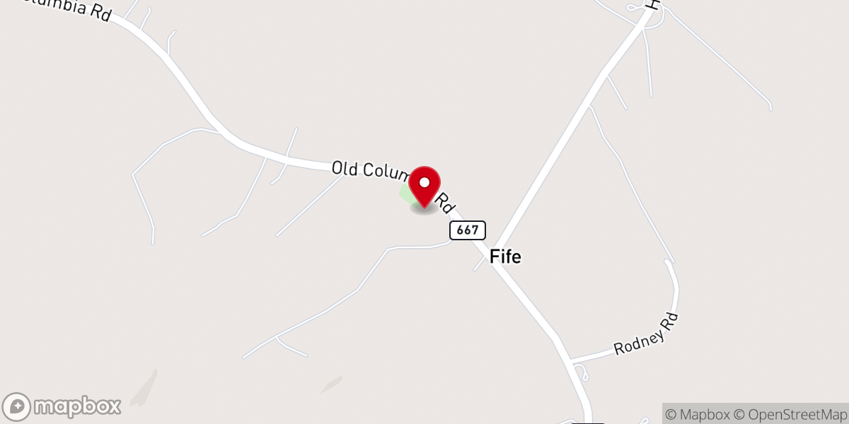 Map showing location of Mizpah Christian Church