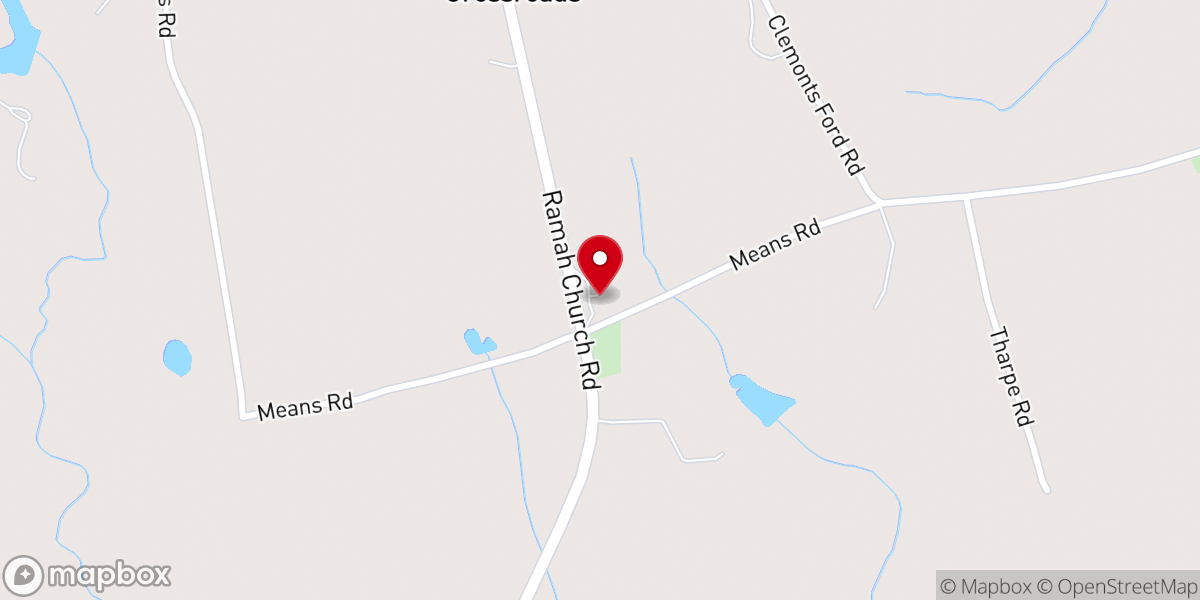 Map showing location of Ramah Primitive Baptist Church