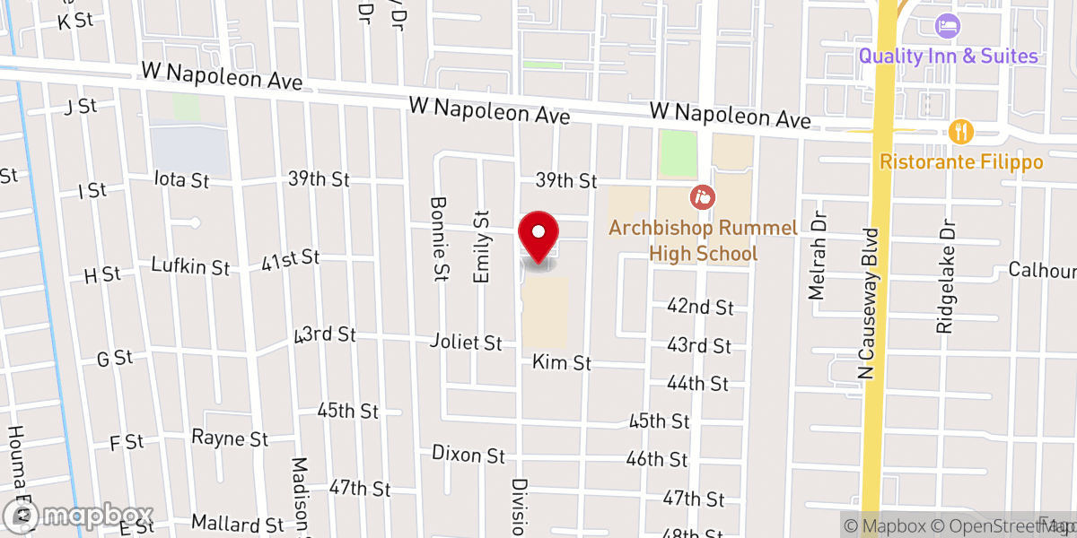 Map showing location of St. Benilde Catholic Church