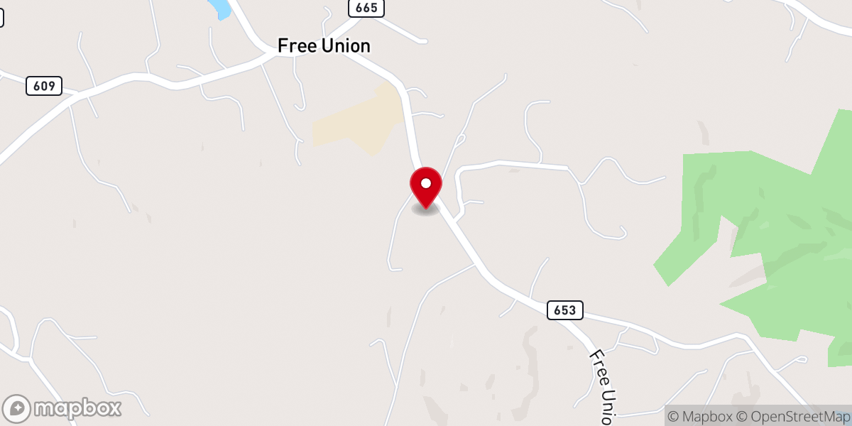 Map showing location of Free Union Church of the Brethren