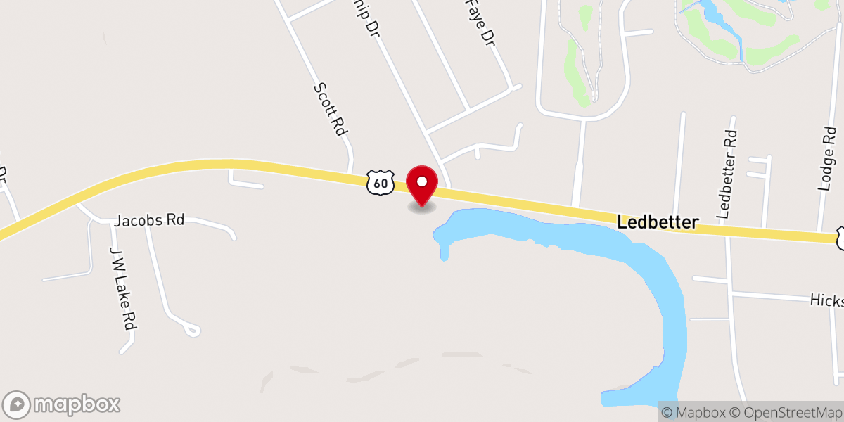 Map showing location of Ledbetter Church of Christ