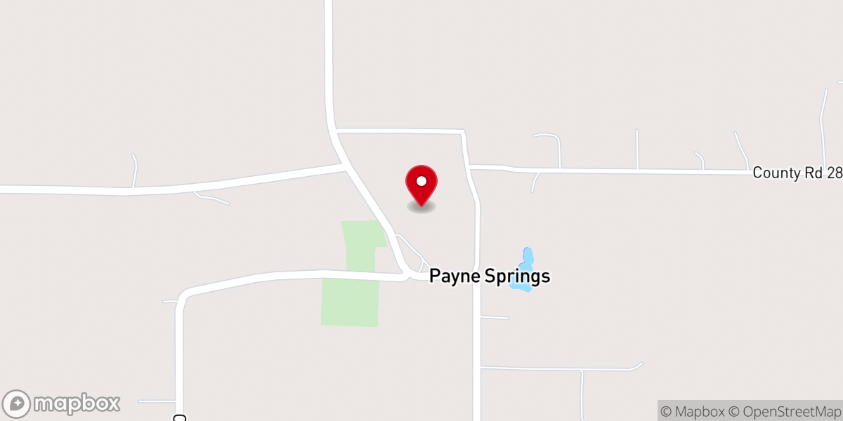 Map showing location of Payne Springs Baptist Church