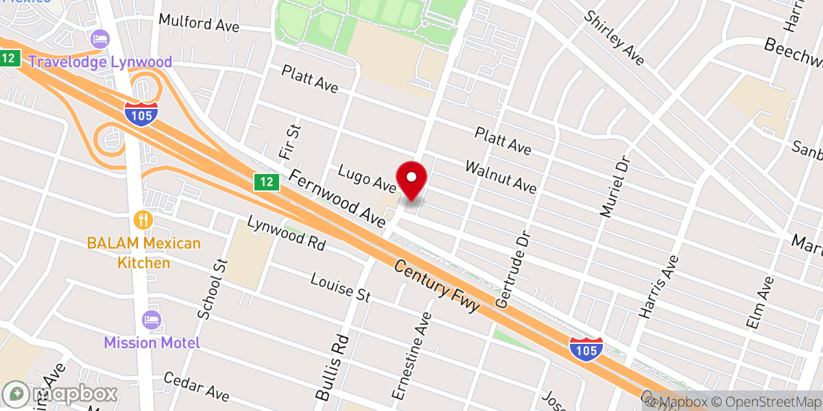 Map showing location of Reformed Church of Los Angeles