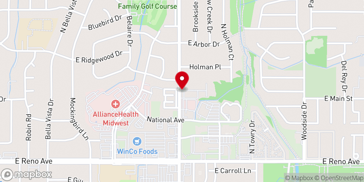 Map showing location of Midwest Boulevard Christian Church
