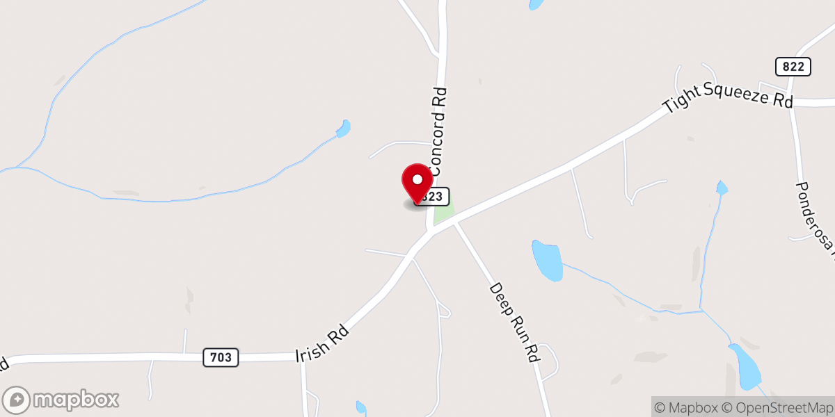Map showing location of Concord United Methodist Church