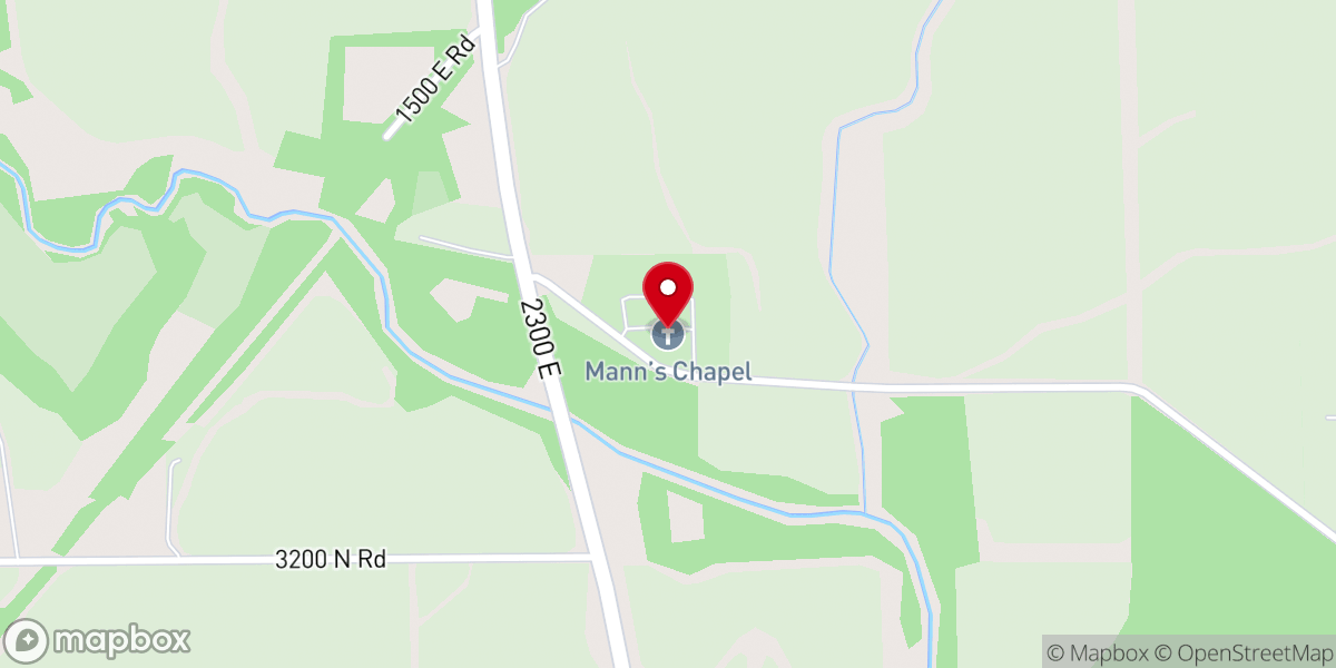 Map showing location of Mann's Chapel