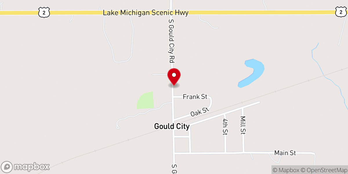Map showing location of Gould City Community Church