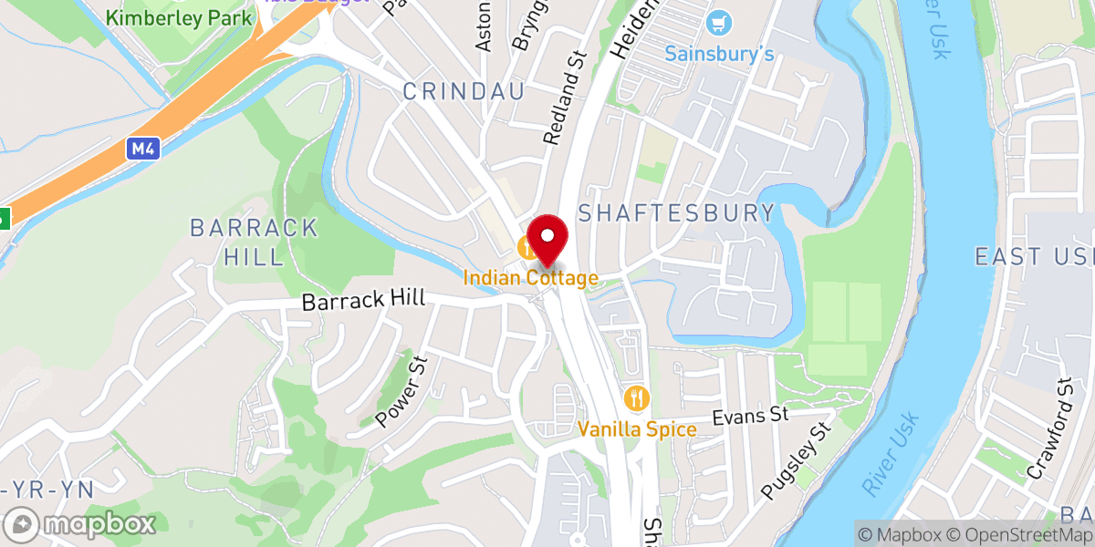 Map showing location of Crindau Community Church