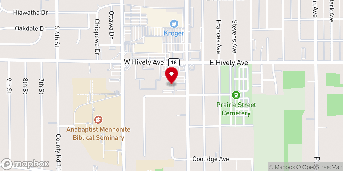 Map showing location of Grace Community Church Elkhart