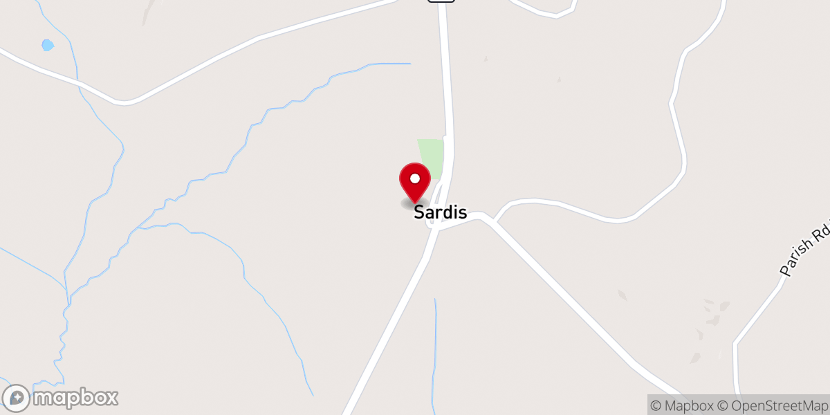 Map showing location of Sardis Church