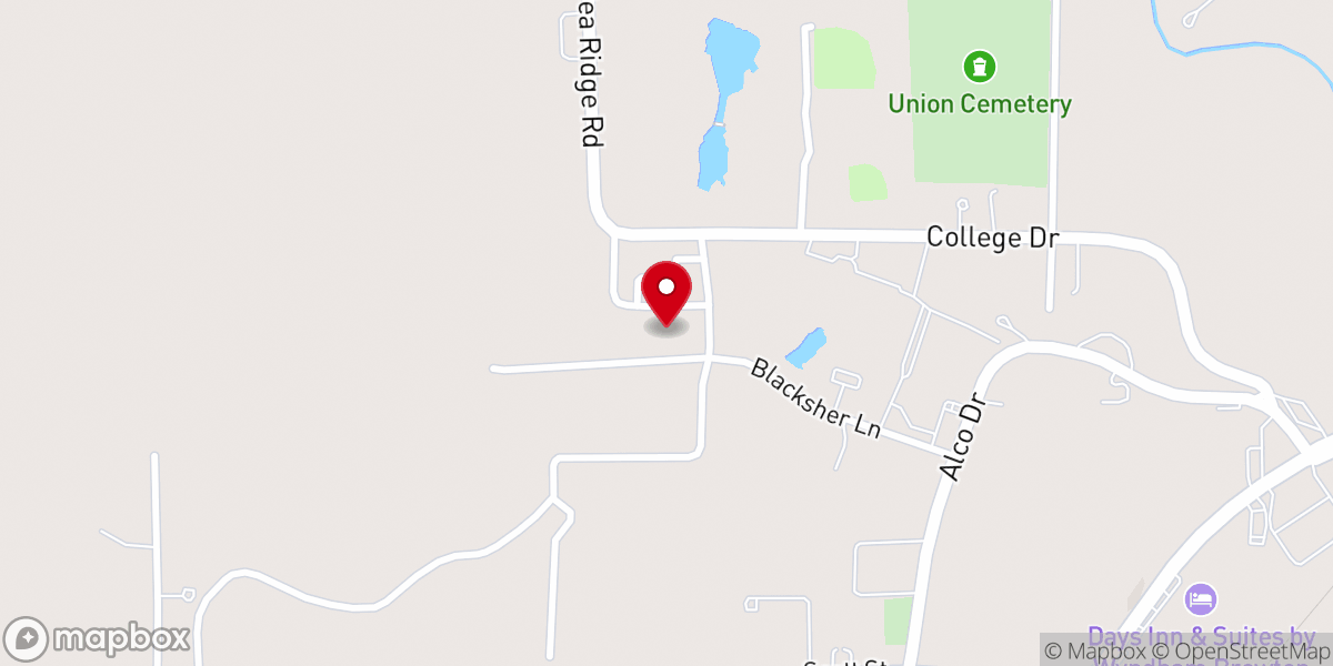 Map showing location of Alco Baptist Church