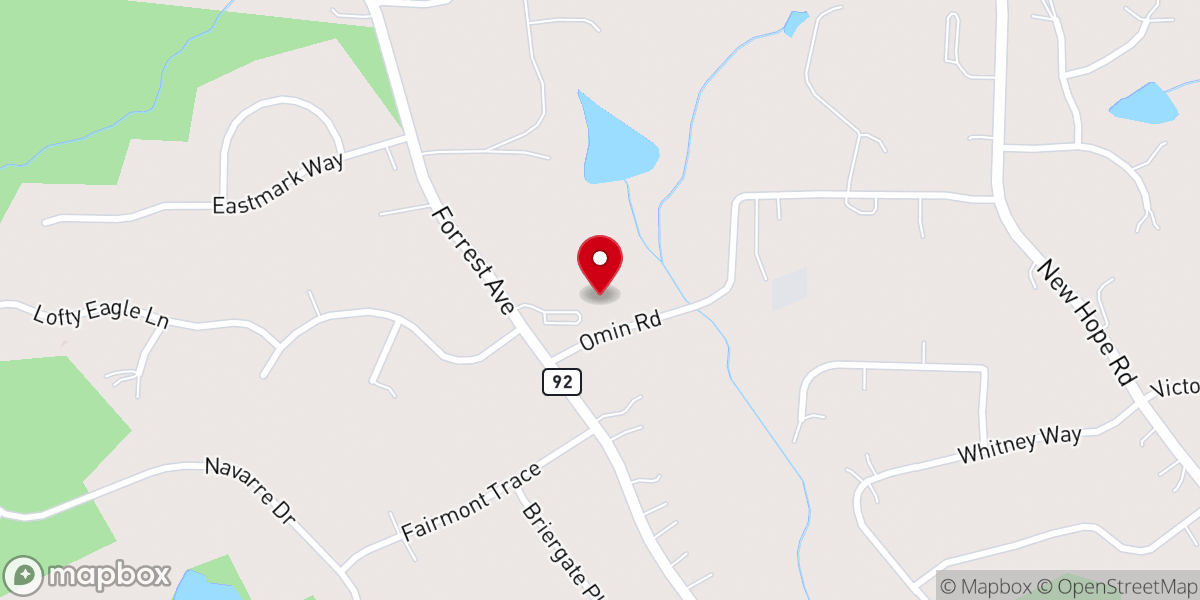 Map showing location of Antioch Baptist Church, Fayetteville, GA