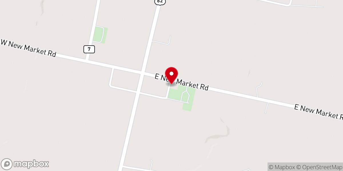 Map showing location of New Market Baptist Church