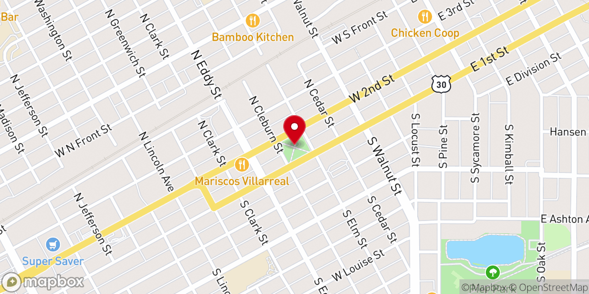 Map showing location of Lincoln Memorial Highway Historical Marker