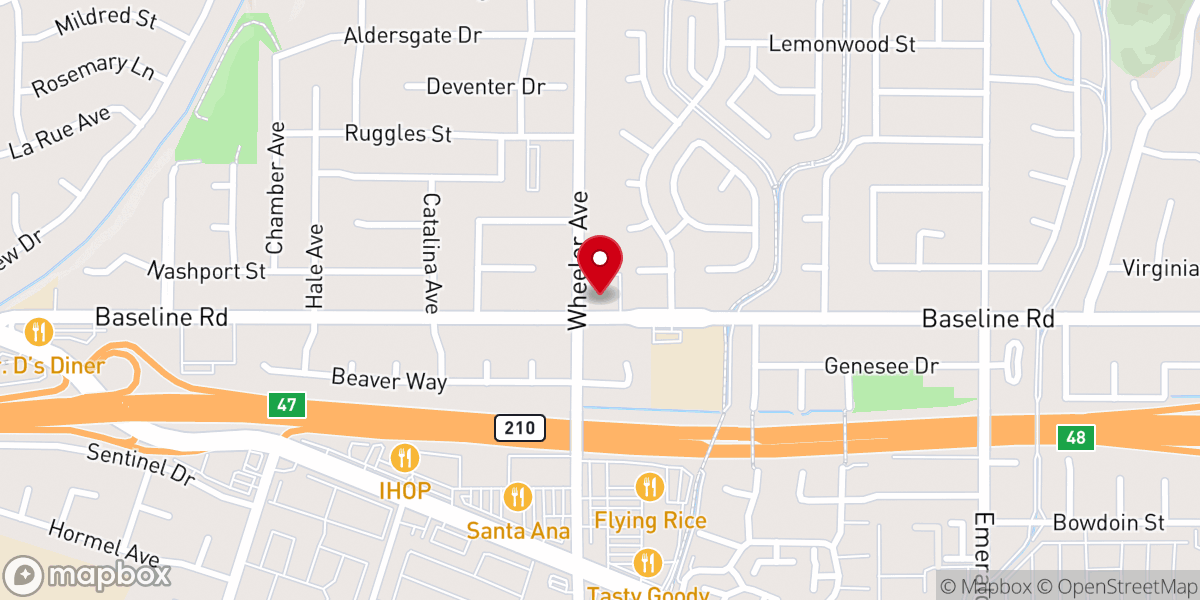 Map showing location of Rock of the Foothills Lutheran Church