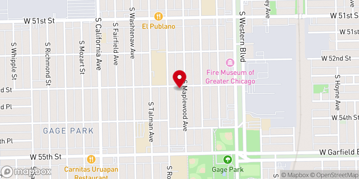 Map showing location of Tabor Lutheran Church