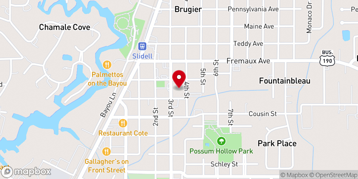 Map showing location of First United Methodist Church of Slidell