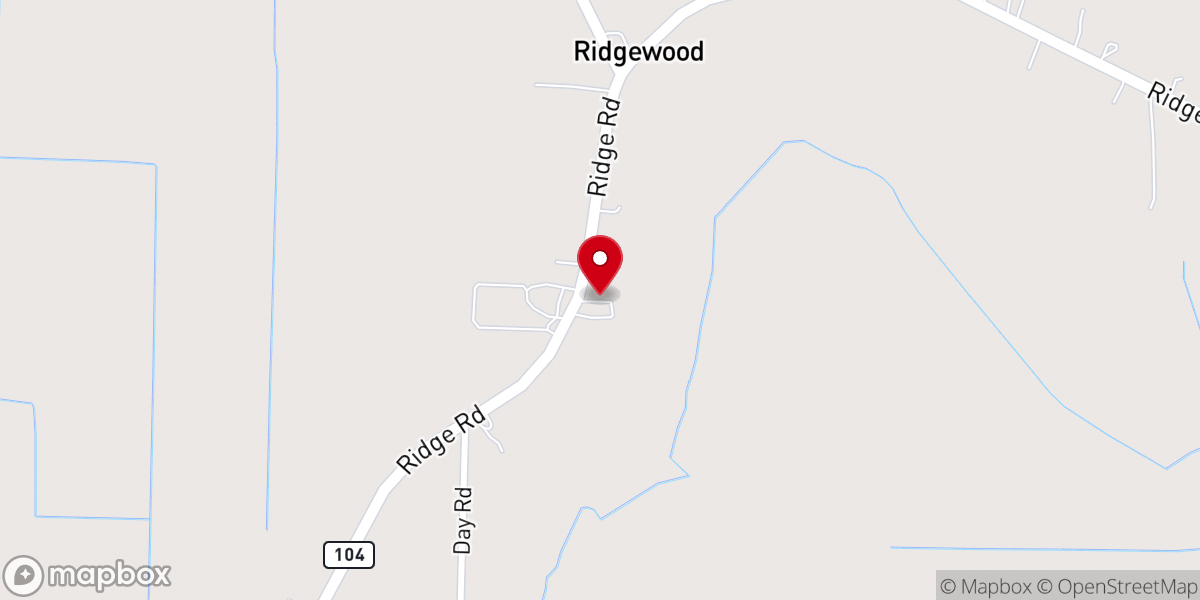 Map showing location of Ridge Road Church