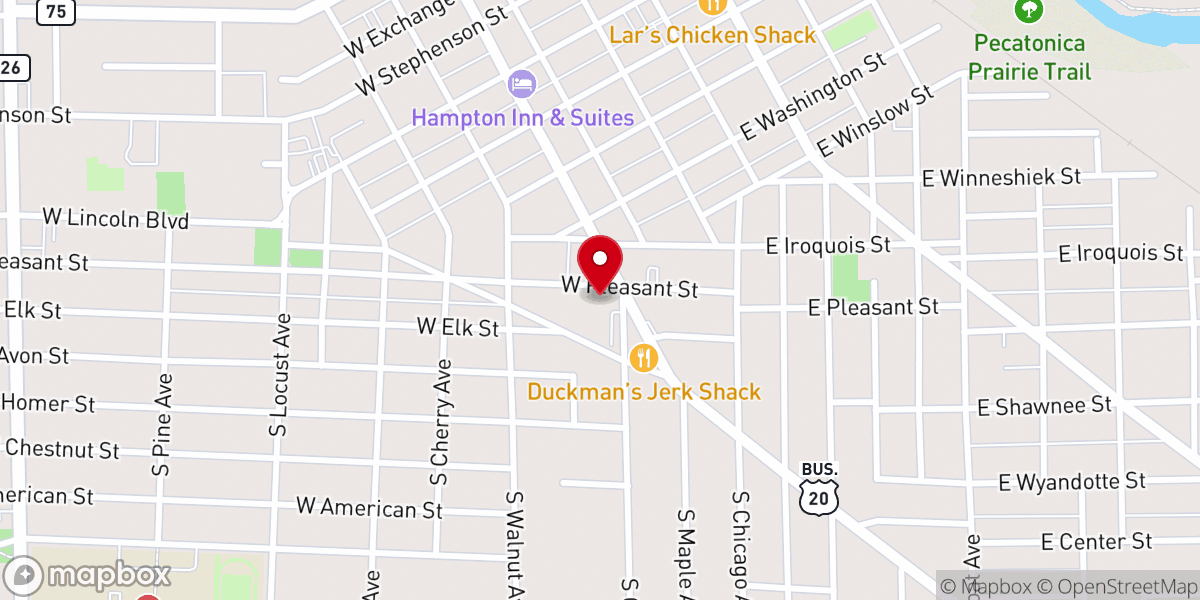 Map showing location of Faith Center