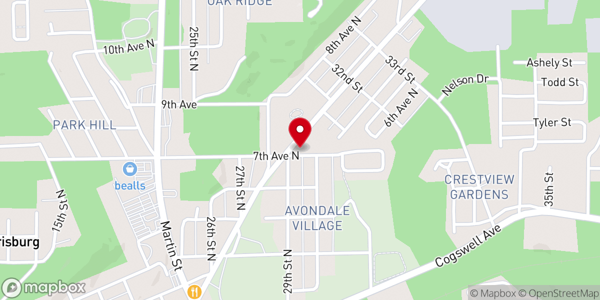 Map showing location of Arbor Baptist Church