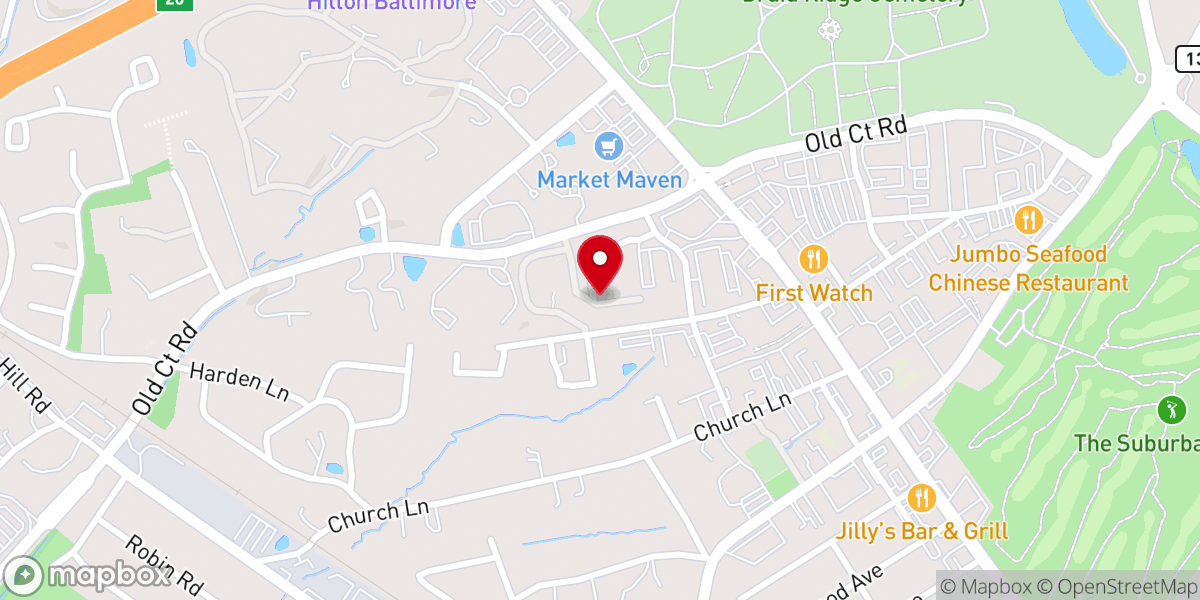 Map showing location of Pikesville Jewish Congregation