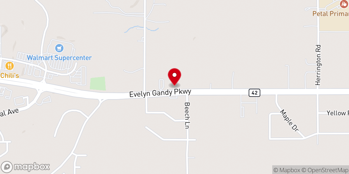 Map showing location of East Pine Church