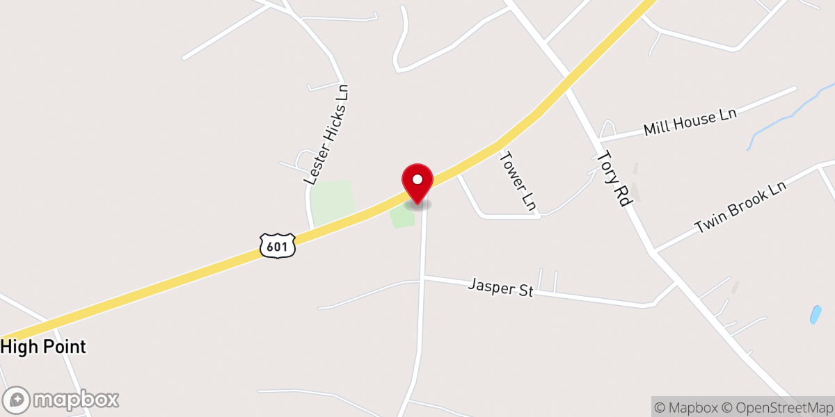 Map showing location of High Point Baptist Church