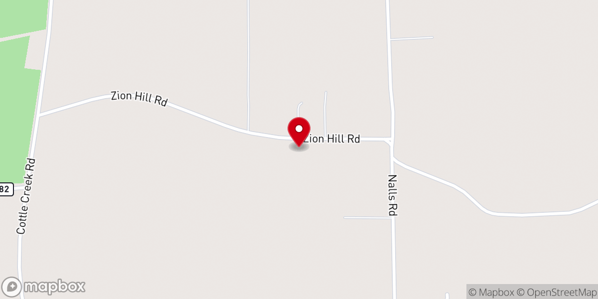 Map showing location of Zion Hill Baptist Church