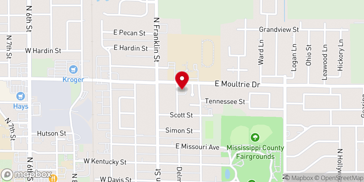 Map showing location of Ridgecrest Baptist Curch