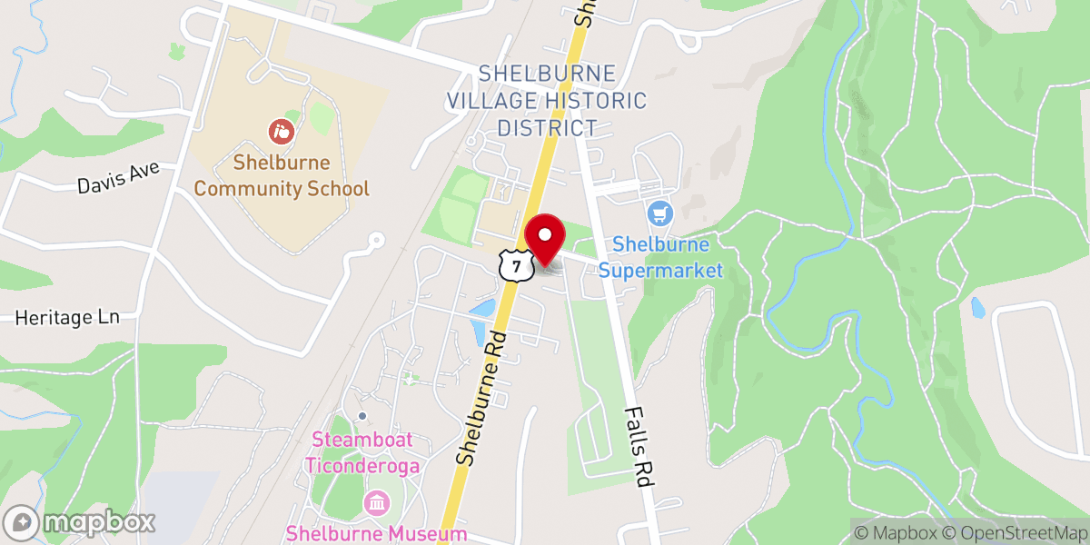 Map showing location of Shelburne Methodist Church