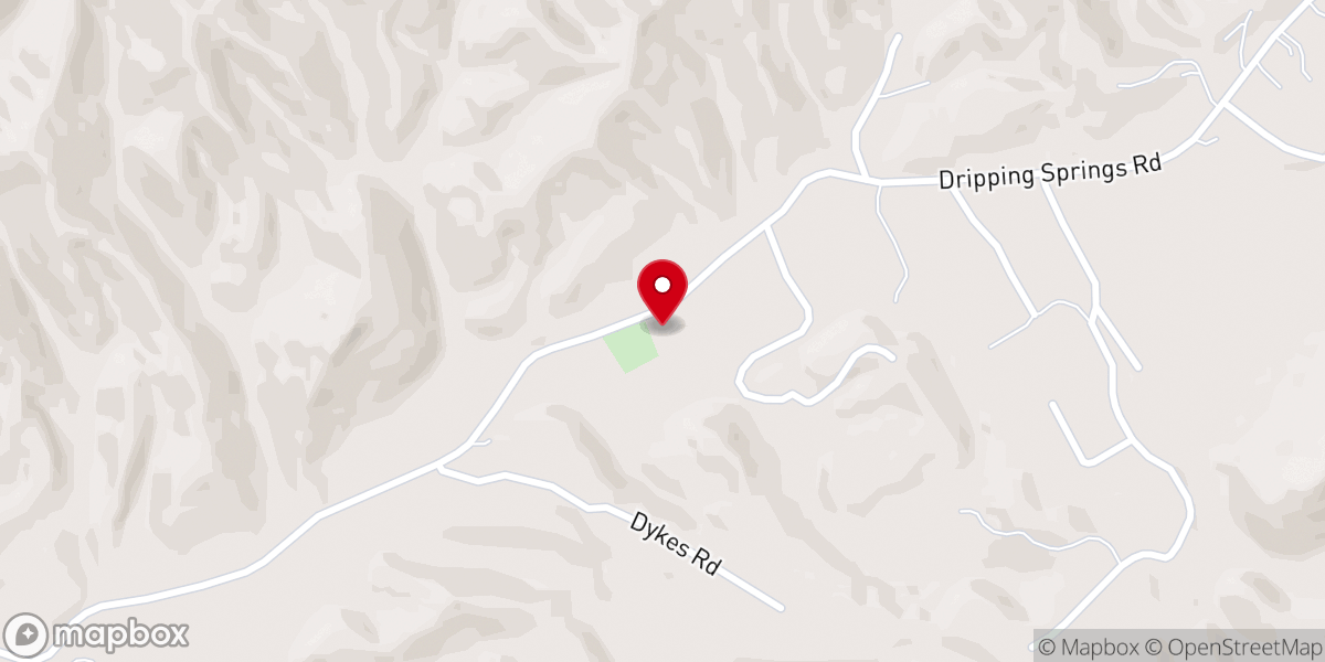 Map showing location of Dripping Springs Baptist Church