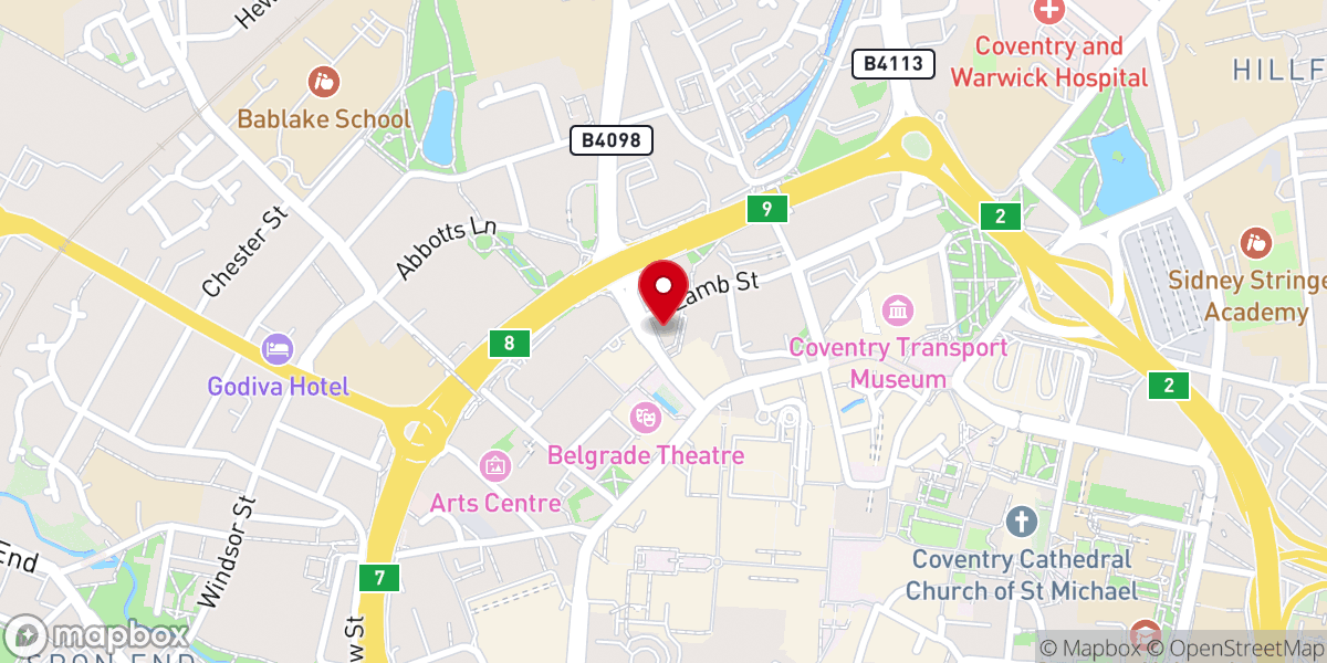 Map showing location of The Salvation Army - Coventry City