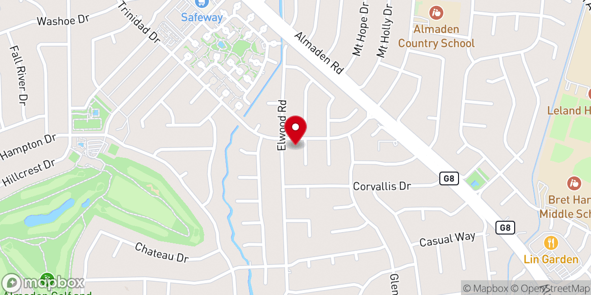 Map showing location of Almaden Korean Methodist Church