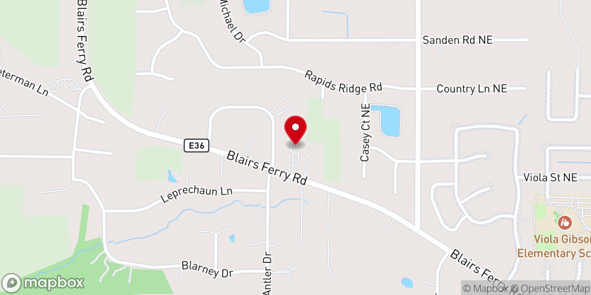 Map showing location of Blair Ridge Baptist Church