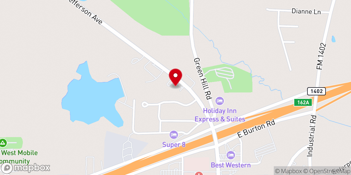 Map showing location of North Jefferson Church of Christ