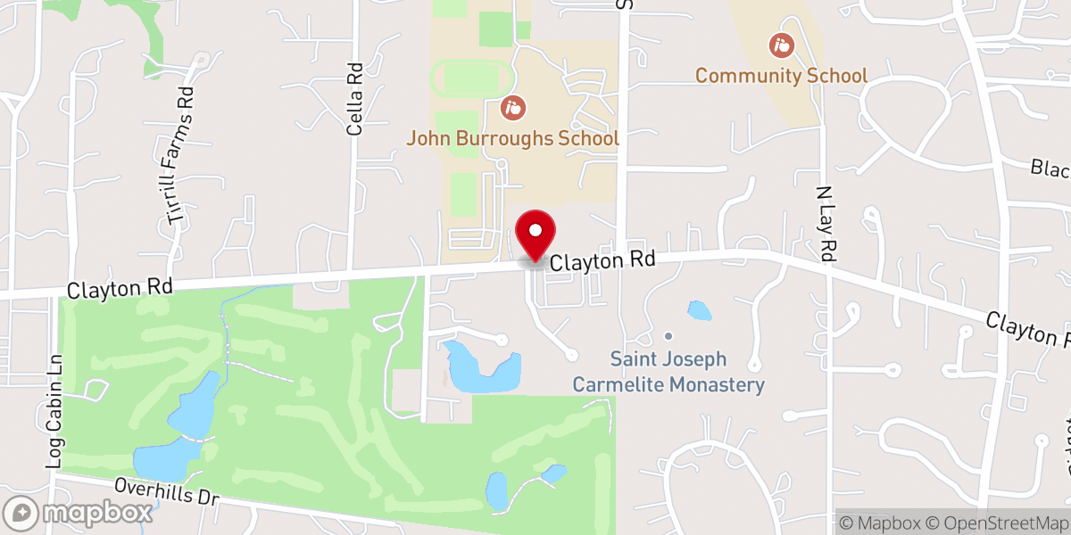 Map showing location of Village Lutheran Church in Ladue