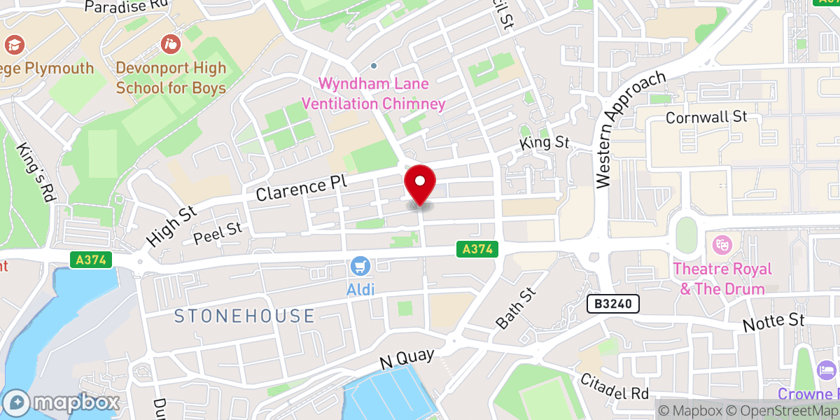 Map showing location of City Church Plymouth