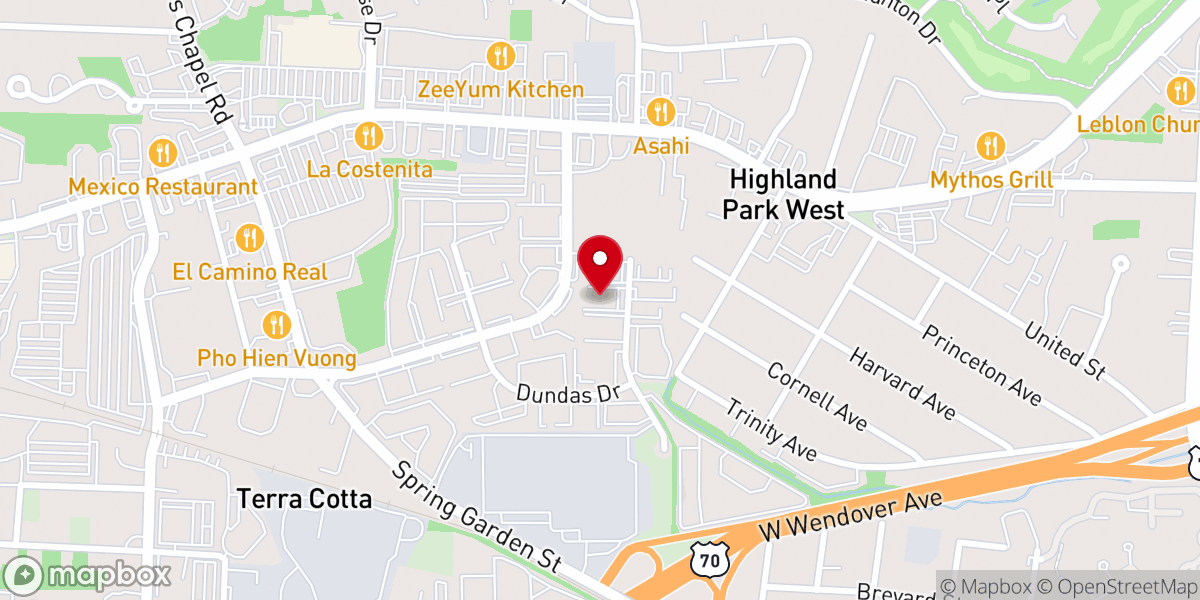 Map showing location of Gate City Vineyard Church